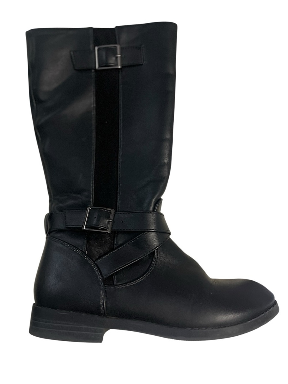 Girls Black Leather Knee High Boots Riding Style Size 1 - Picture 2 of 11